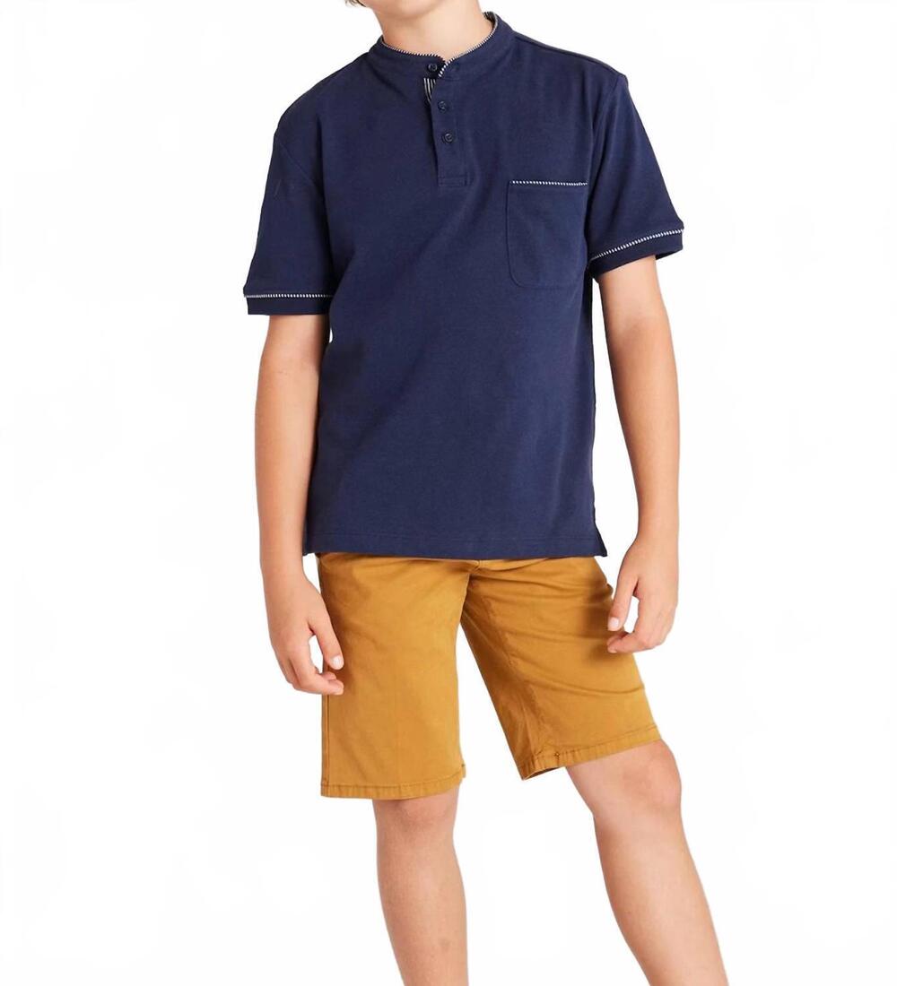NEW MAYORAL henley polo shirt in navy blue